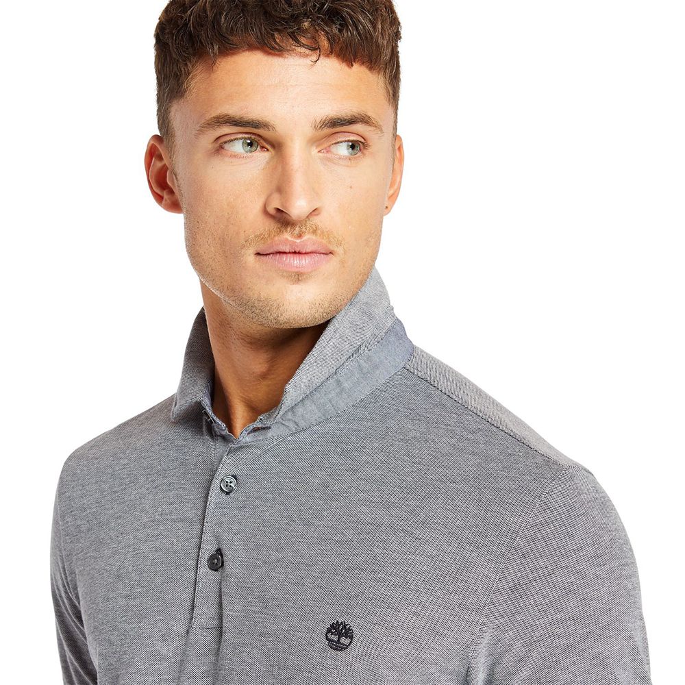 Polo Masculino - Timberland Baboosic Brook Slim Fit Shirt - VYDUE2631 - Cinzentas